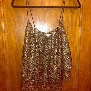 Dressy lace layered spaghetti strap top
